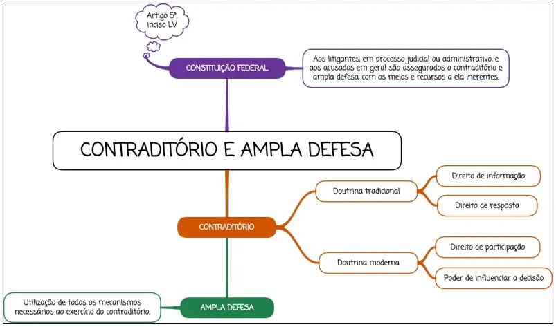 Contraditório e Ampla Defesa - mapa mental